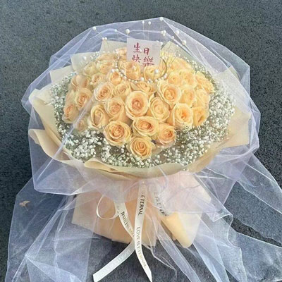 岳阳52朵香槟玫瑰满天星，你就是我的全部