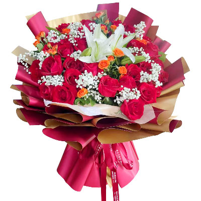 岳阳33朵红玫瑰百合，爱如同花般绽放